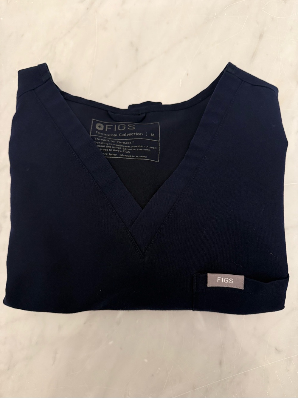 Figs Women's V-Neck Top in Navy Blue